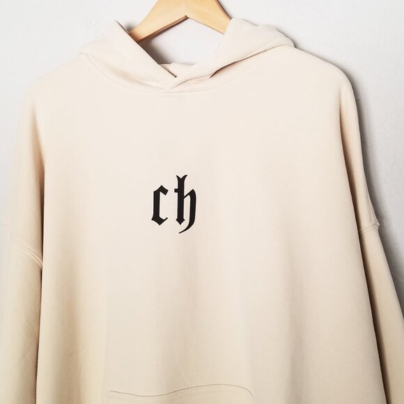 NEW Chinism Unisex Hoodie Sweatshirt L Beige CH Cozy Oversize Baggy SOFT $115 - Picture 10 of 16